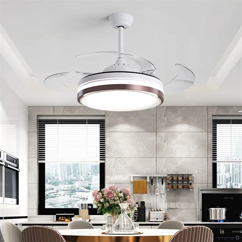 PLLY Ceiling Fan With Lights Remote Control 3 Colors LED Decorative For Home Living Room Dining Room Bedroom Restaurant