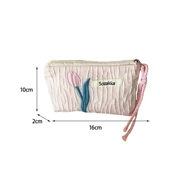 Kawaii Floral Travel Coin Purse Lipstick Cosmetic Small Storage Bag Cute Women Makeup Handbags Wallet Organizer Pouch Card Bags