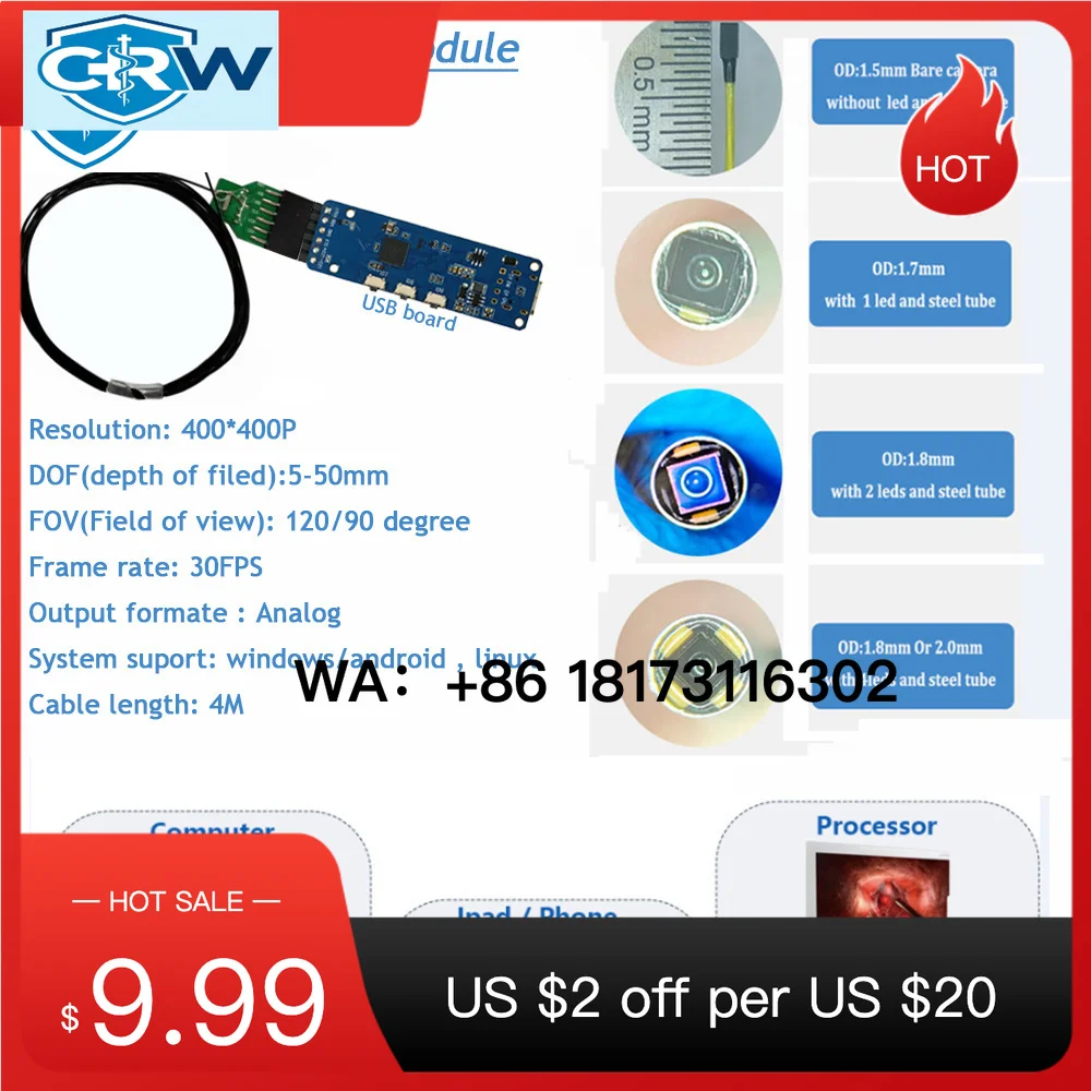 CRW OV6946 Micro Endoscopic  Module Miniature Medical   1.6/1.8/2.0mm USB Full HD Waterproof and Weatherproof