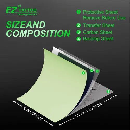 Papel de transferencia de tatuaje EZ, tamaño A4, fotocopiadora térmica de tatuaje, papeles de plantilla para máquina de transferencia de tatuajes, accesorios de papel, 20/50 Uds.