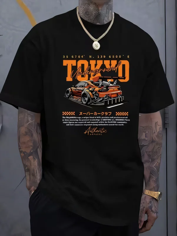 Tokyo Underground Japanese Car Culture T-Shirt Skyline GT-R Graphic Streetwear Cotton Unisex Tee Casual Drift Racing Apparel