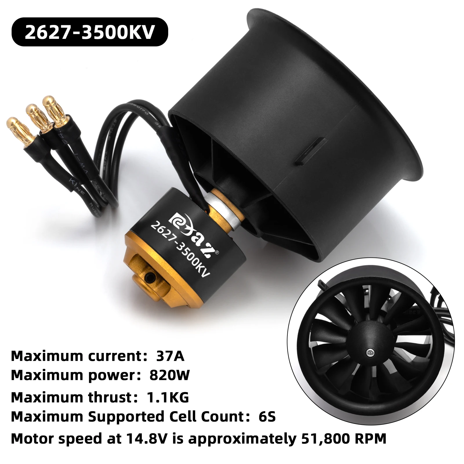 RCXAZ 50/64/70mm 12-Blade EDF Fan Brushless Motor Combo 2627 2836 2839 KV For RC Jet Plane Fixed Wing Aircraft Hovercraft
