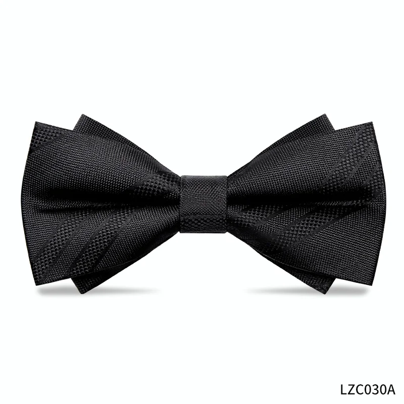 High Quality Wine Red Black Real Silk Striped Bow Tie For Men's Weddings Banquets Business Suits Shirts Accessories Silk Bow Tie