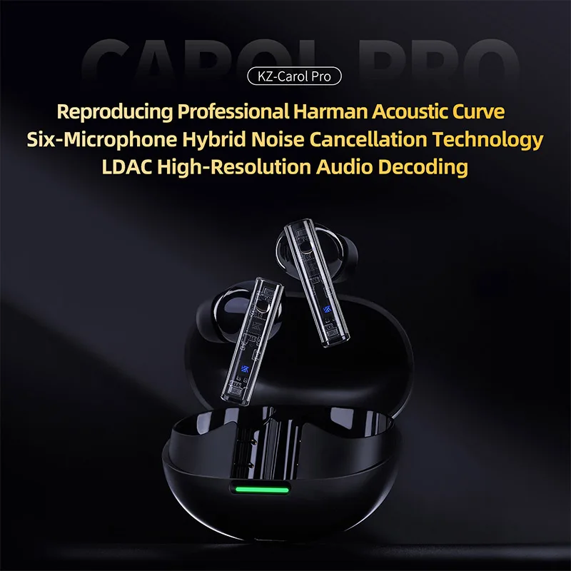 KZ Carol Pro TWS Bluetooth 5.4 Earphone 6 MIC Active Noise Canceling True Wireless waterproof in-Ear Earbuds Hifi Game Headphone - view 4