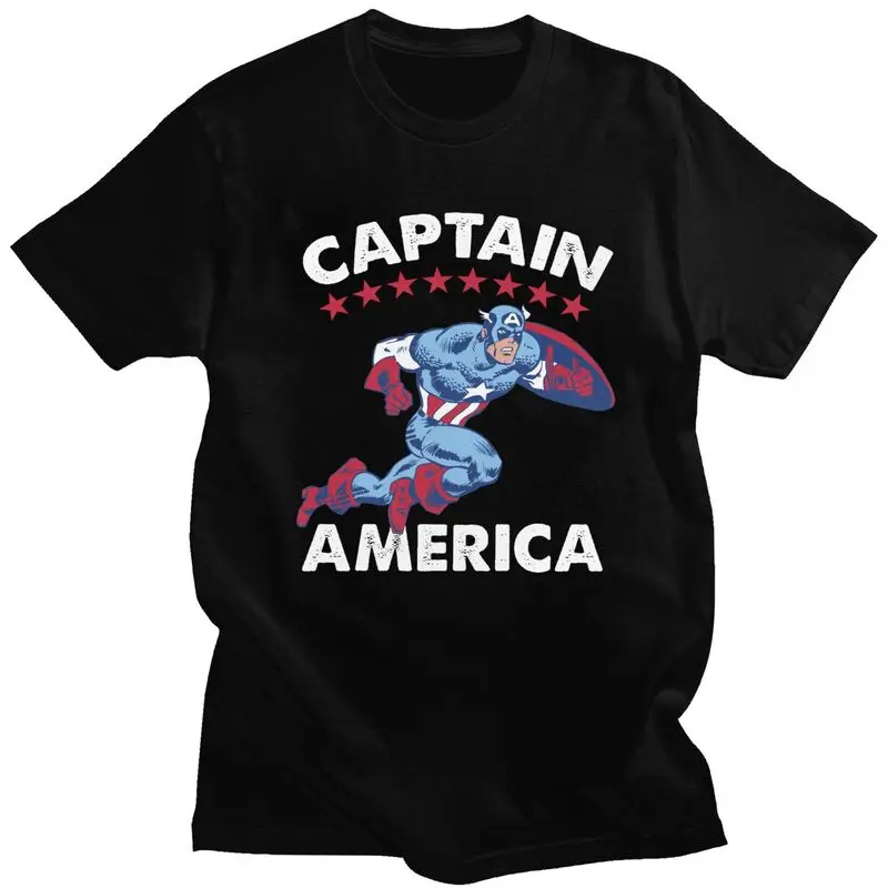 Camiseta personalizada de Capitán América Americana para hombre, camiseta estampada de manga corta, camisetas holgadas de algodón 100%, camisetas Idea de regalo
