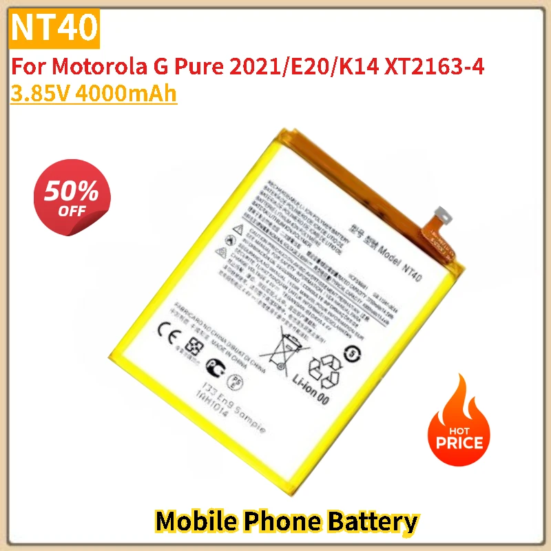 

NT40 battery 3.85V 4000mAh Battery For Motorola G Pure 2021/E20/K14 XT2163-4 phone Brand-New High Quality