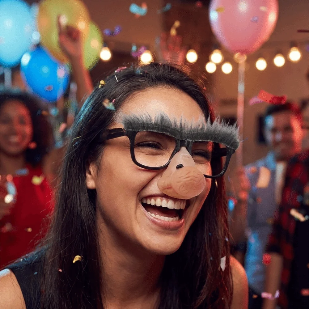 Funny Square Frame Disguise Glasses Oversized Nose Fluffy Eyebrows Fake Nose Costume Glasses Black Eyebrows Lightweight