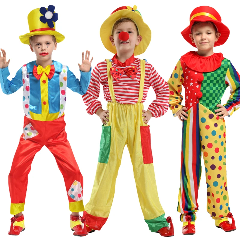 Kids Clown Costumes Haunted House for Lovely Baby Girls Boys Toddler Purim Carnival Party No Wig