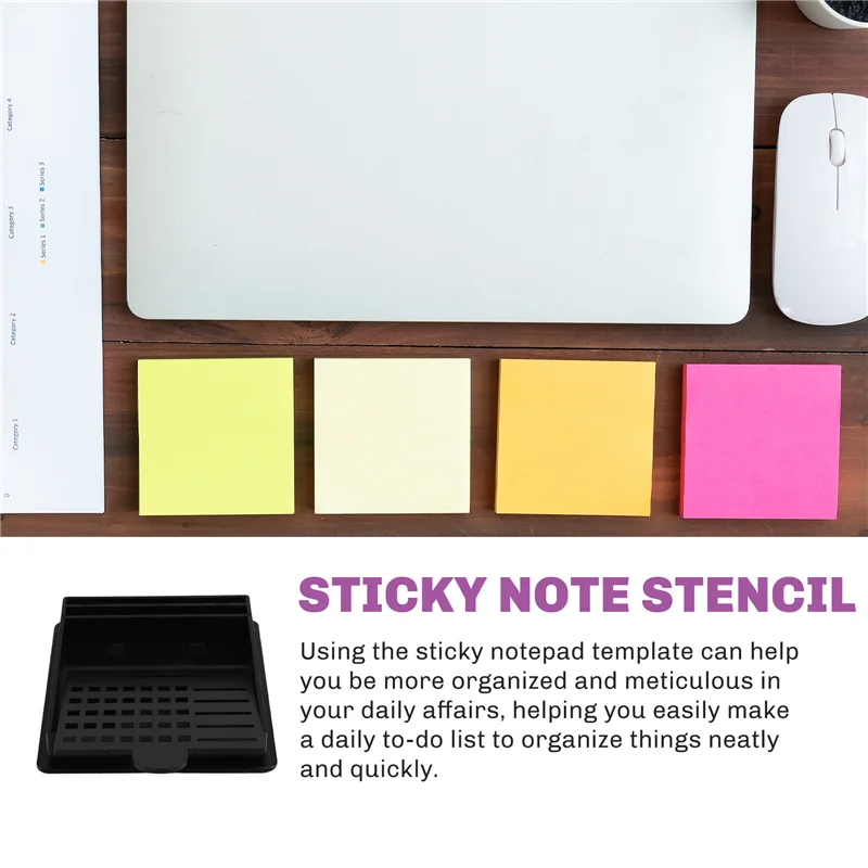 New-Desktop  Note Dispenser With Holder Clip And Stencil Template For 3X3 Self-Adhesive Notepad