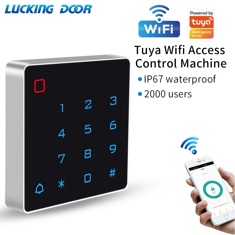 Standalone Support Tuya App Smart Backlit Door Access Control Keypad EM Access Controller RFID Card Wiegand Reader 2000Users