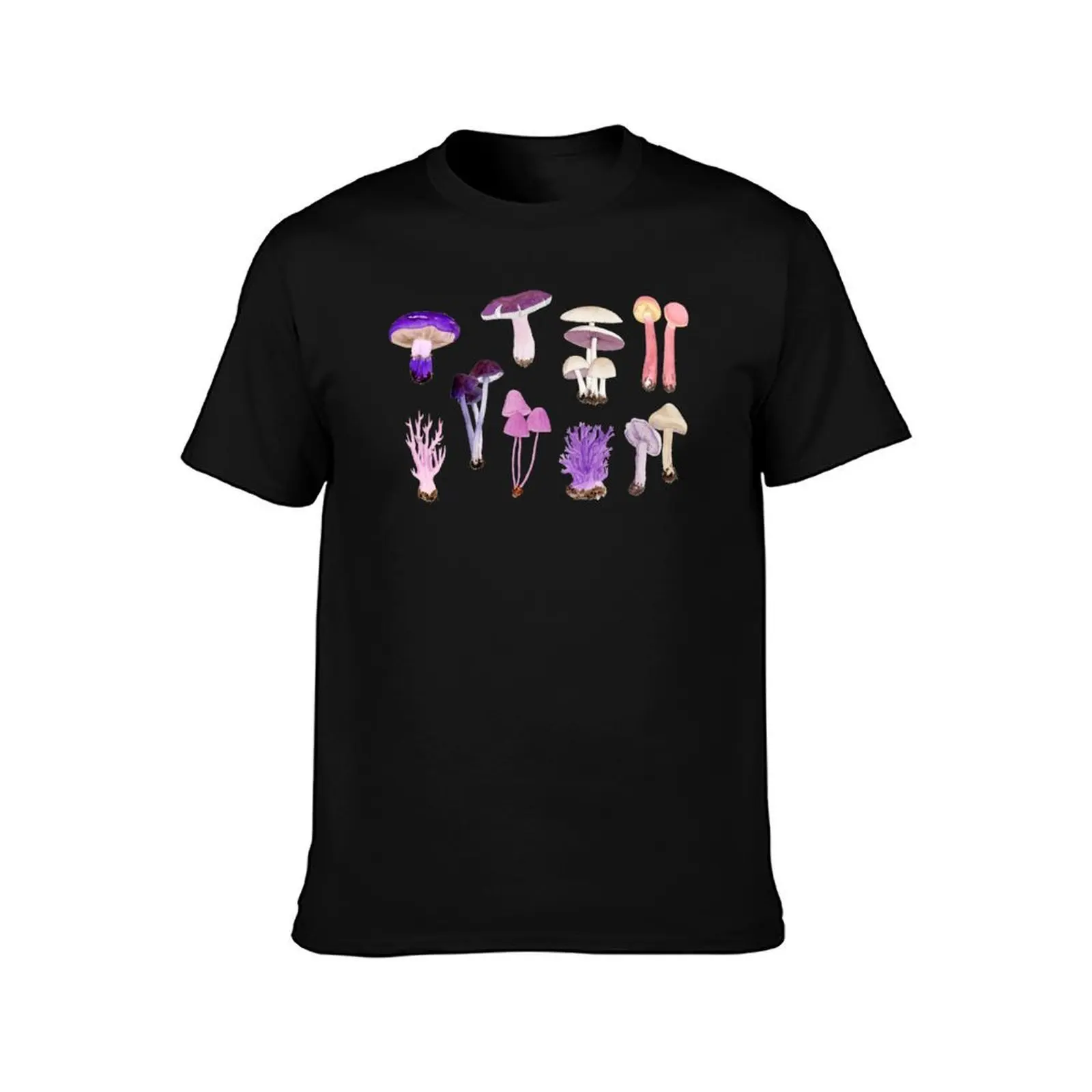 Purples & Pinks - amix of Kay Smith Mushrooms T-Shirt, Summer Casual Cotton Tee, Oversized Streetwear Tops, Unisex Men Women