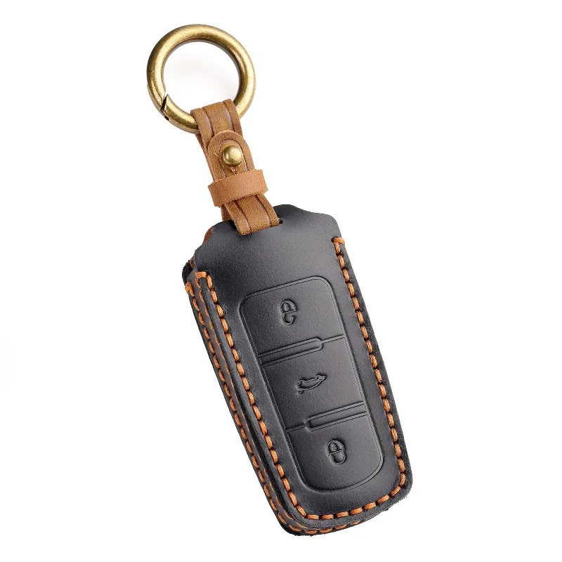 

Genuine Leather Car Key Case Cover Shell Protector Fob Holder for Volkswagen Magotan B7 CC 2012-2016 Accessories Keychain