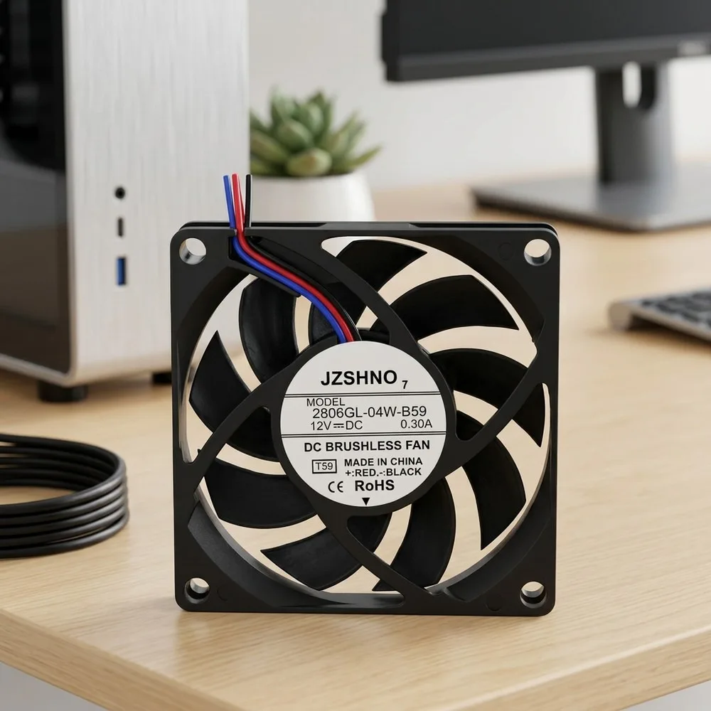 

For 1PCS JZSHNO 2806GL-04W-B59 7015 DC12V 0.30A 7CM 3-Wire Silent Cooling Fan