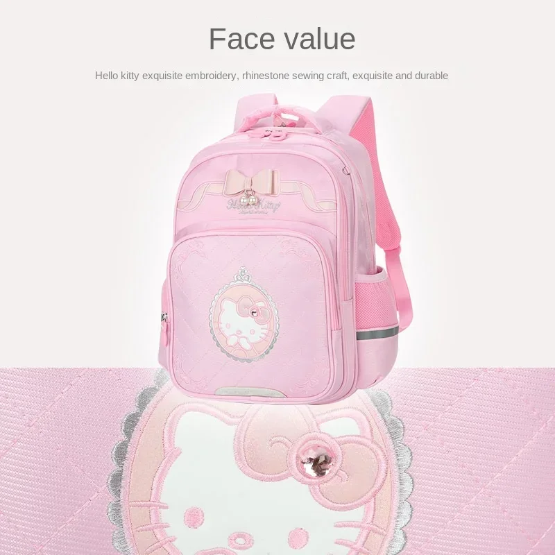 Cartable Hello Kitty Sanurgente pour élèves du primaire, sac à dos décontracté, sac à dos léger, allègement de la charge