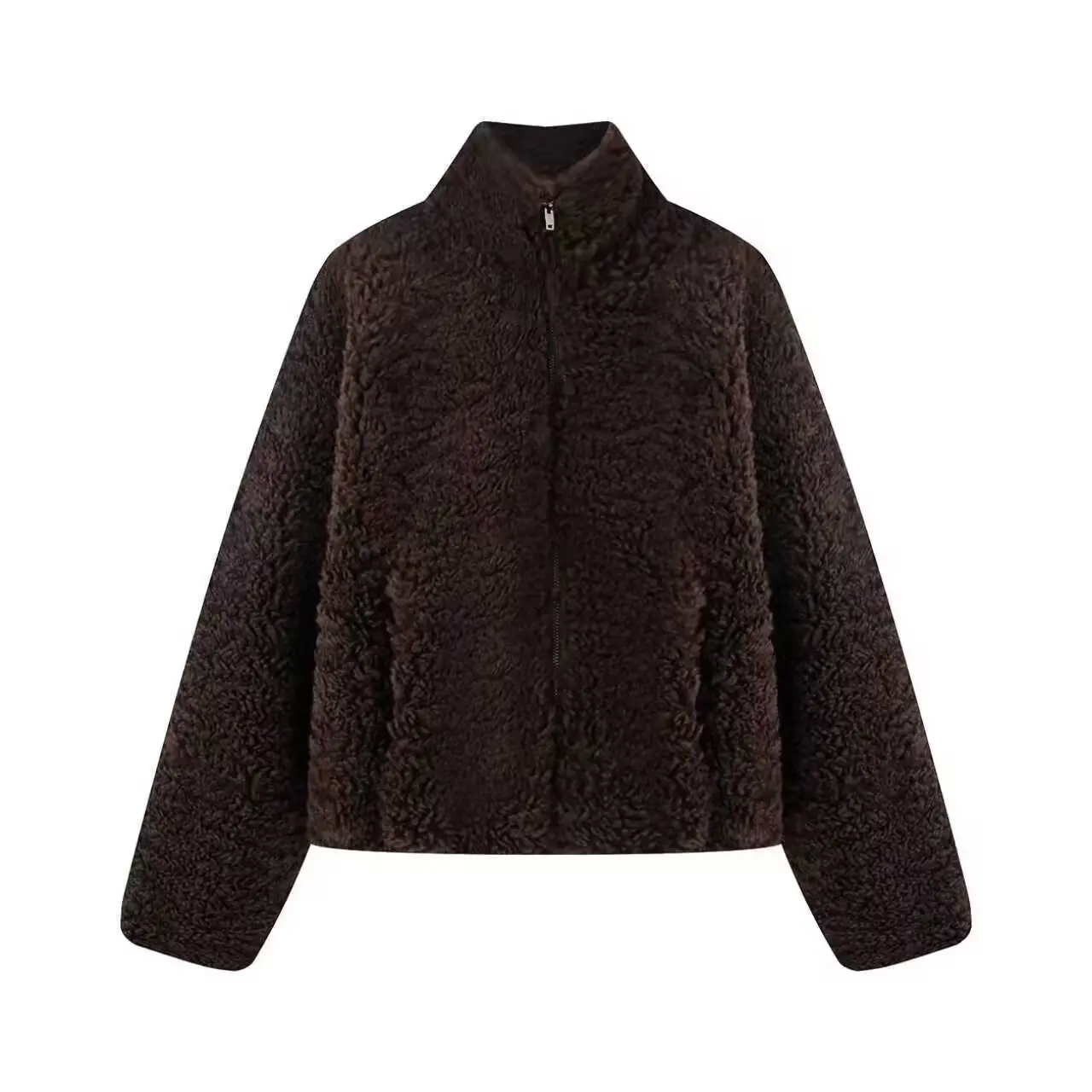 

DiYiG WOMAN 2025 Winter New Fashion Faux Fur Fleece Jacket All-match Zipper Casual Long Sleeve Jacket Outerwear Mujer