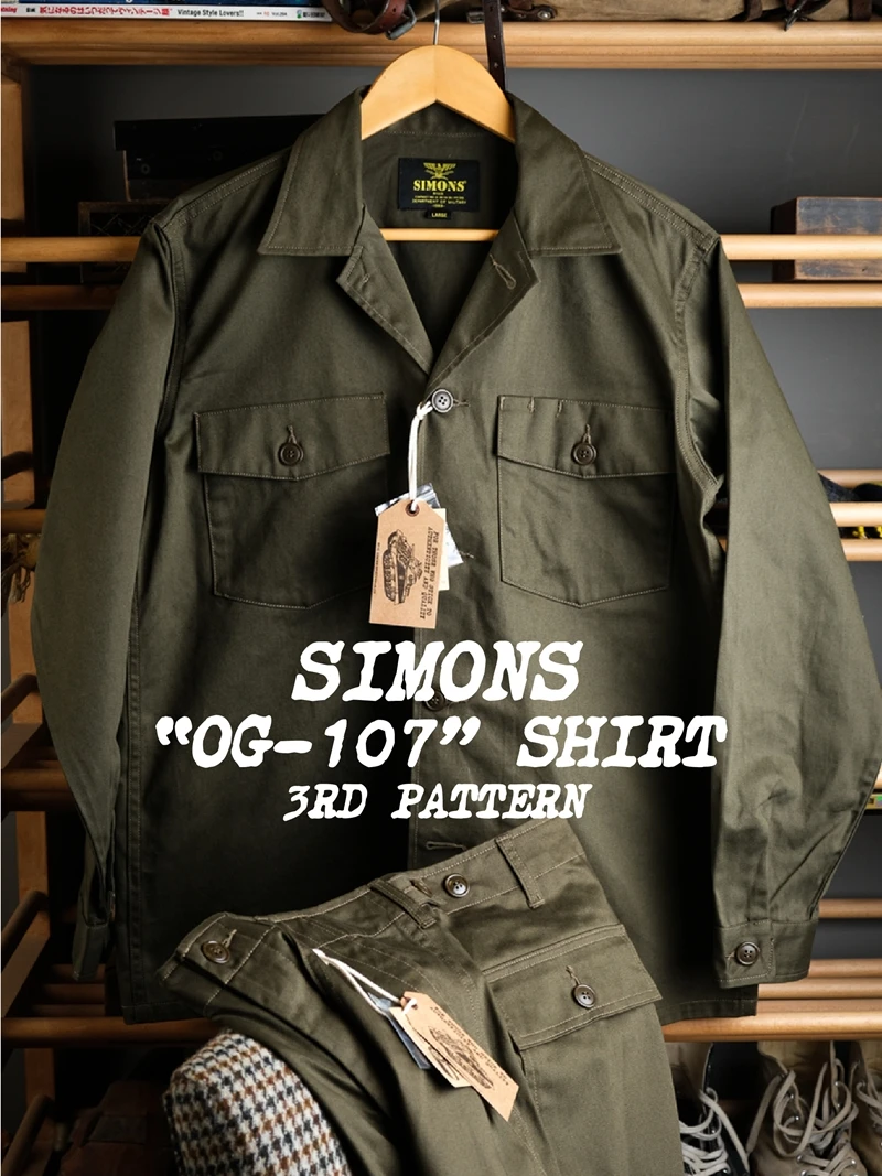 

Reacoy Pure Cotton Military Sle irt Jaet OG07 Retro Ame i Stand Fit Faion Urban Youth Casual All Seasons