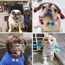 Pet Dog Wigs Cosplay Props Funny Dog Cat Cross-Dressing Hair Hat Costumes Head Accessories For Halloowen Christmas Pet Supplies