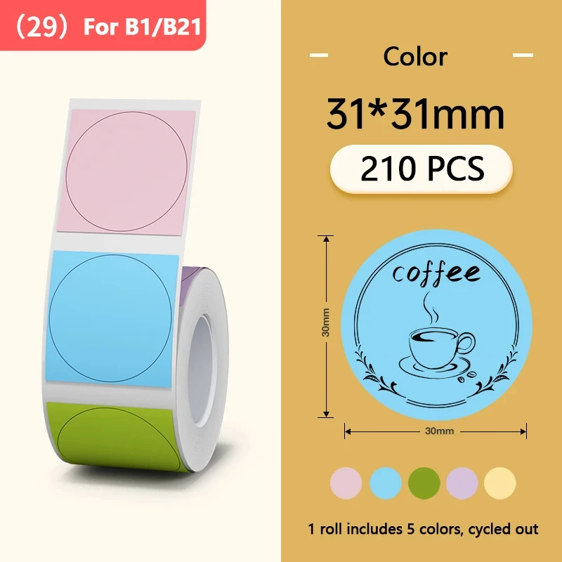 Niimbot Ronde Kleur Label Sticker zelfklevend Waterdicht Thermisch Sticker Label voor B1/B21/B3S Label NIIMBOT