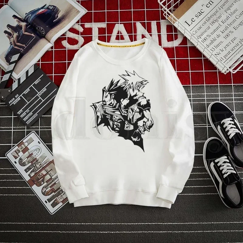FF Final Fantasy Japanese Game Cloud Tifa Lockhart Hoodies Sweatshirt Print Trend Mens Clothes Hip-Hop Male Crewneck Hoodies Men