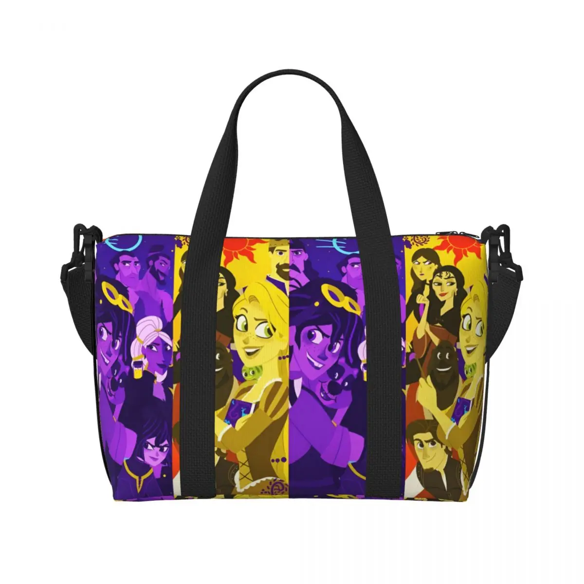 

Custom Princess Tangled Grocery Shopping Tote Bag Women Large Capacity Cartoon Funny Gym Beach Travel Bags