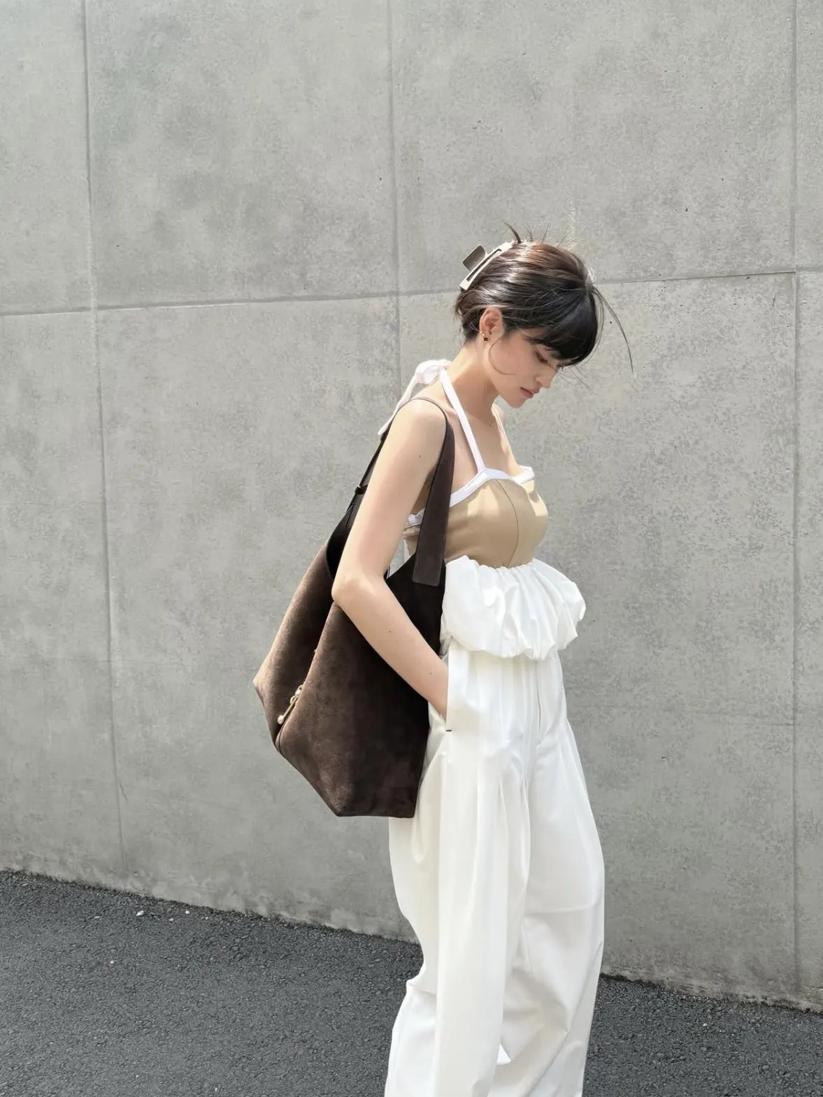 Girl TCamisole with Chest Pad French Japanese Style Summer Vest Sweet and Cute Ank Tops for Women Neck Strap Short Tube Top