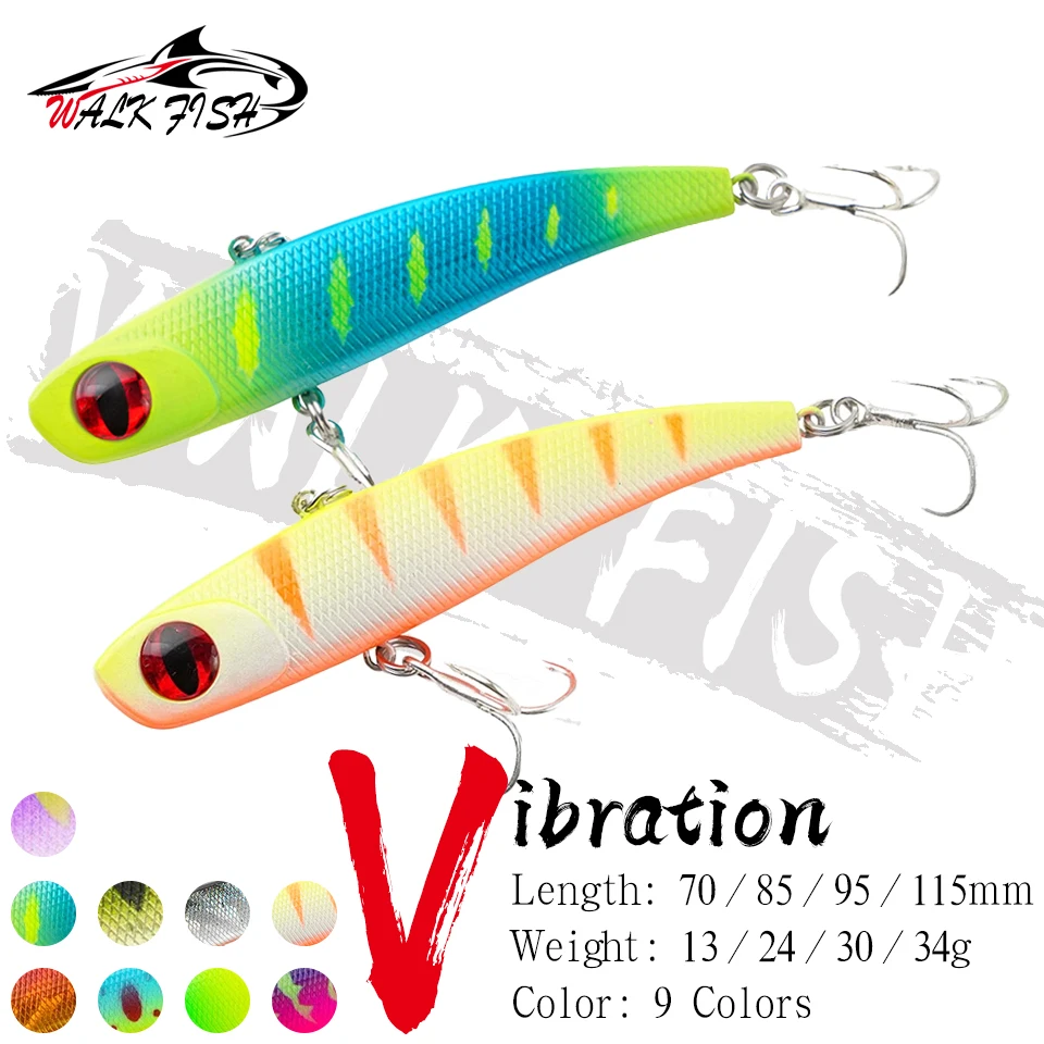 WALK FISH VIB Köder 13g-34g Angelköder Metall Eis sinkend künstlicher Schwimmköder Angeln Rattlin Köderhaken Messermaul Wolfsbarsch