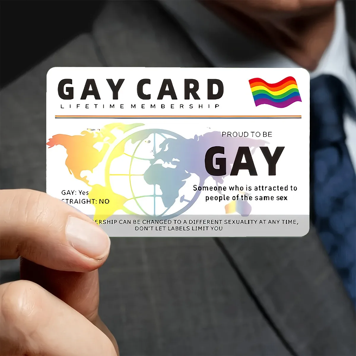 1 قطعة بطاقة عضوية LGBTQ + Pride مدى الحياة - بطاقة عضوية على طراز بطاقة هوية المثليين PVC غير لاصقة، LGBTQ + فردية وحليف souv