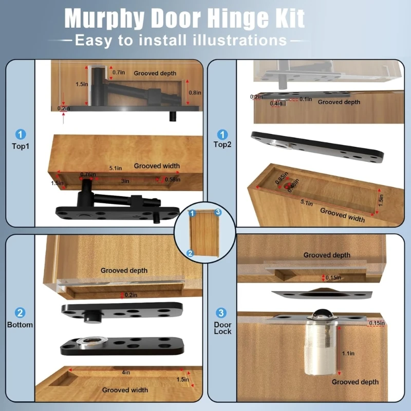 مفصلي على رف الكتب غير المرئي تعيين آلية دبوس قابلة للتعديل تعليمات فيديو مفصلة A2BB