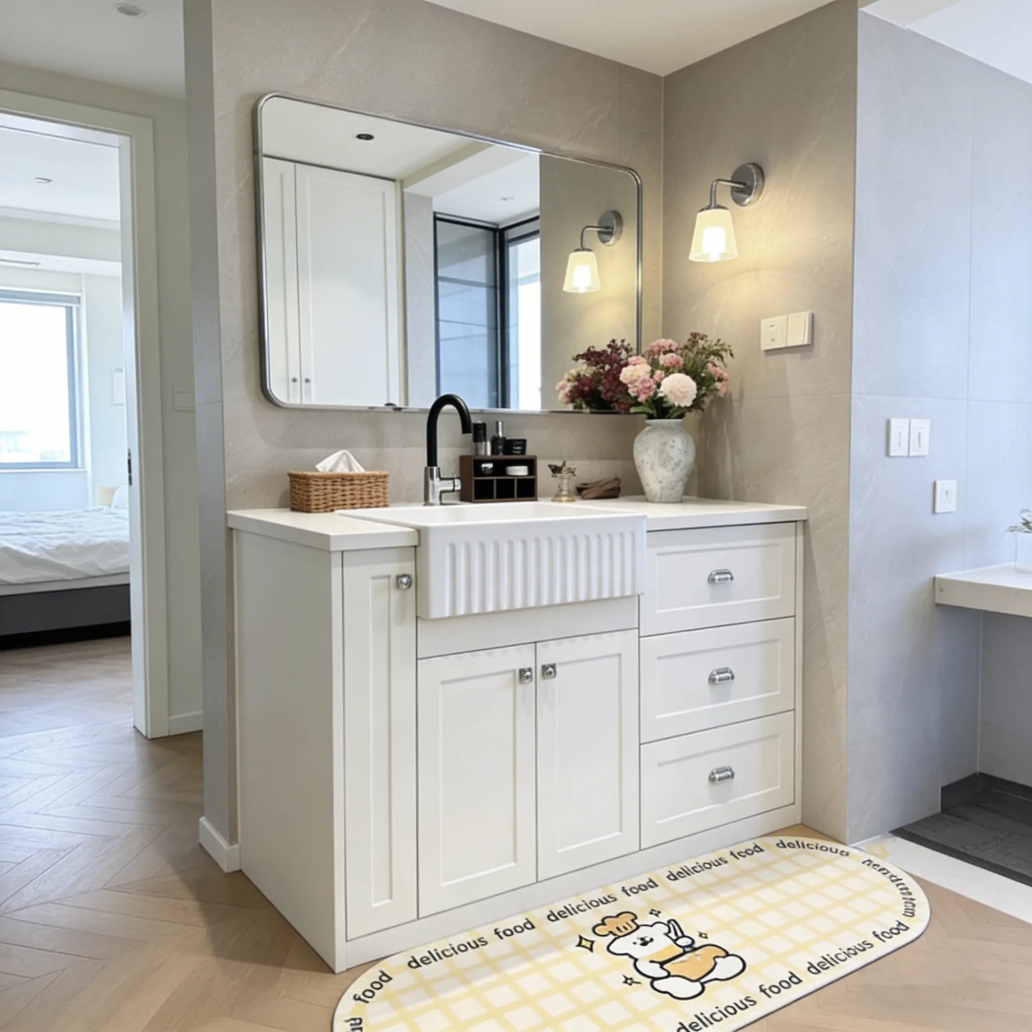 

Slate undercounter basin Floor-standing bathroom cabinet combination Bathroom oak vanity Sink washbasin cabinet