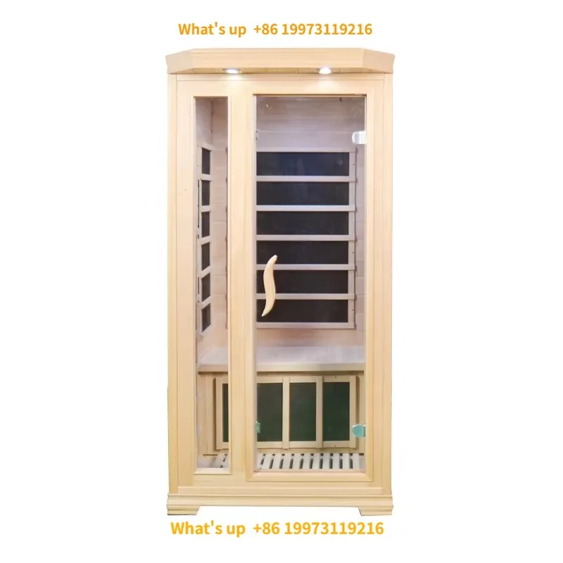 2026  0Wholesale Canadian Hemlock Wood 1 Person Far Infrared Sauna Room Home Sauna Wood Dry Red Light