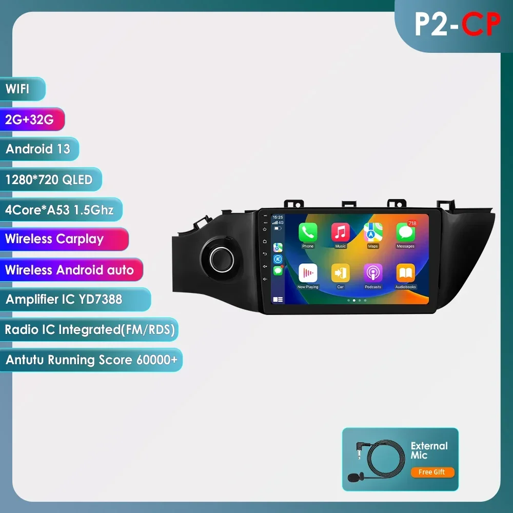 Hizpo 8 Cores Carplay Autoradio Android Auto Multimedia Speler Voor KIA K2 RIO 4 2017-2019 2 Din GPS Navigatie Stereo 8G 128G