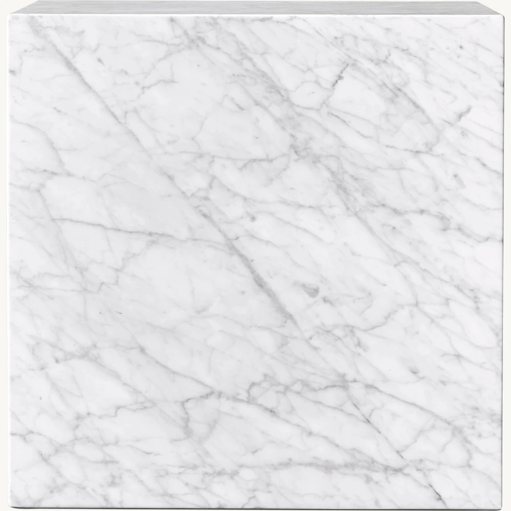 Furniture White Marble Shiny Finish Cube Sofa Beside Table