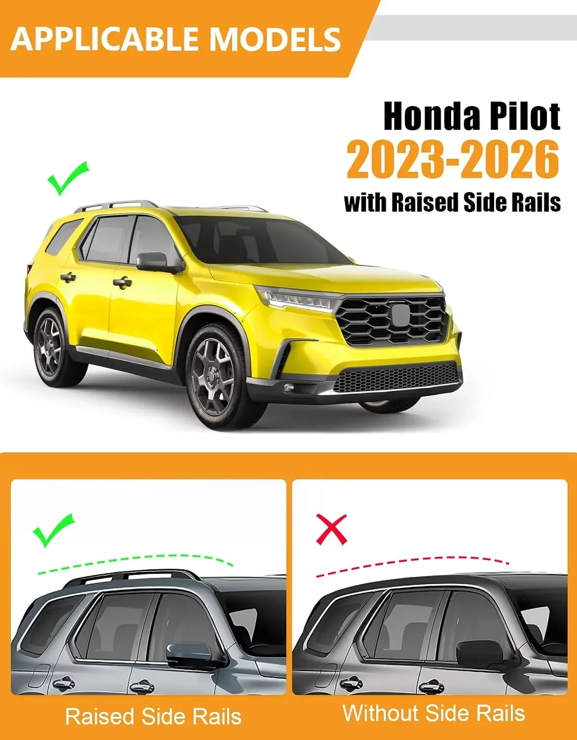 300lbs Lockable Roof Rack Cross Bars for Honda Pilot 2023-2026 | Sport TrailSport Touring Elite with Raised Rails, Aluminum Cros