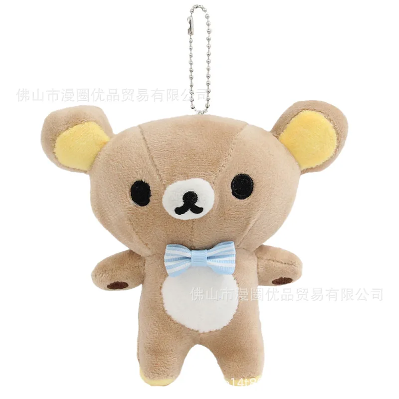 Japonês rilakkuma bonito pelúcia pequeno urso básico cachecol boneca pingente dos desenhos animados anime fofo chaveiro adorável mochila decoração presente