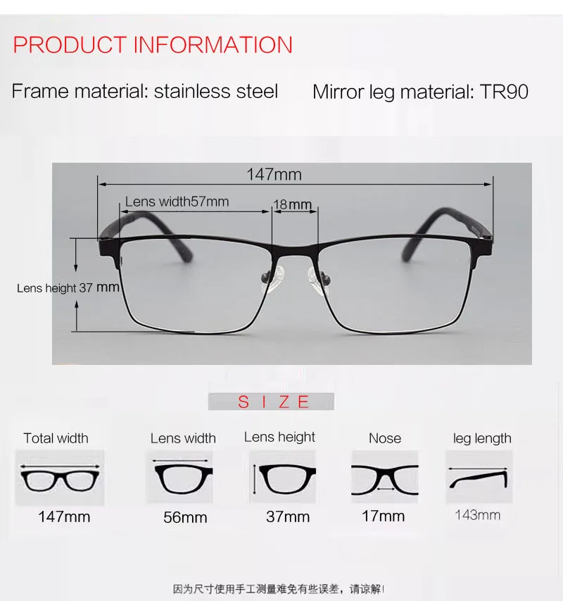 Vollformat Herren brille Nachtsicht brille Magnet Klapp clip auf Sonnenbrille Myopie Strahlung polarisierter UV-Schutz 57 Mehrfarbiger Clip, ultraleichte und bequeme, UV-beständige Sonnenbrille, quadratische Brille für – Detail 8