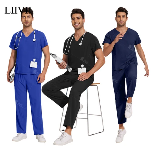 Uniforme de enfermera de farmacia de manga corta Unisex, 10 colores, ropa de trabajo para médico de Hospital, uniformes para cirugía Dental Oral, conjuntos de batas médicas
