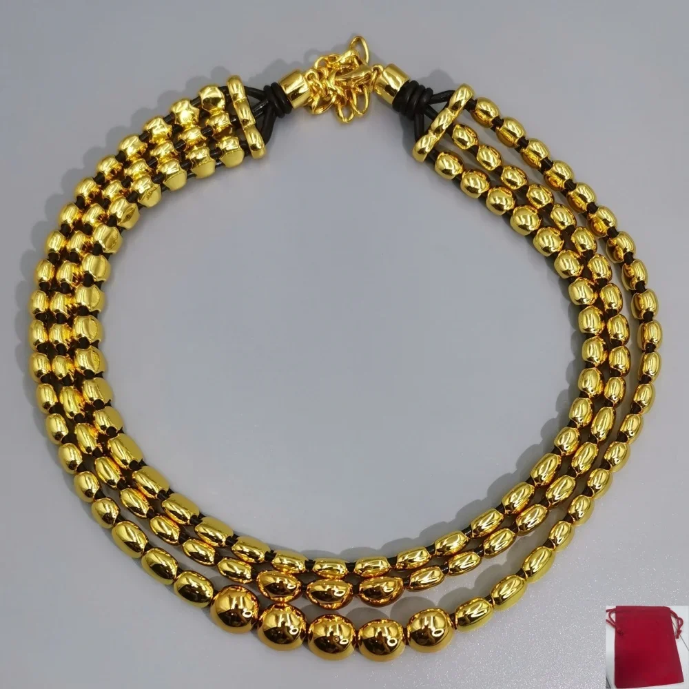 2026 Spanish punk metallic multi-layered gold and silver round bead necklace, jewelry accessories, neutral gift