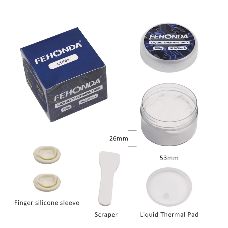 Fehonda 16W/Mk LTP65 High Thermal Conductivity Liquid Thermal Pad High Temperature Thermal Putty 12g 50g 100g For Cpu Gpu Vga