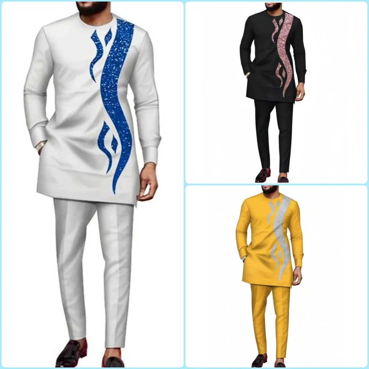 2026 New African Traditional Men's Set Elegant and Fashionable Men's Suit Casual Embroidery Two Piece Set Men's Suit Kaftan