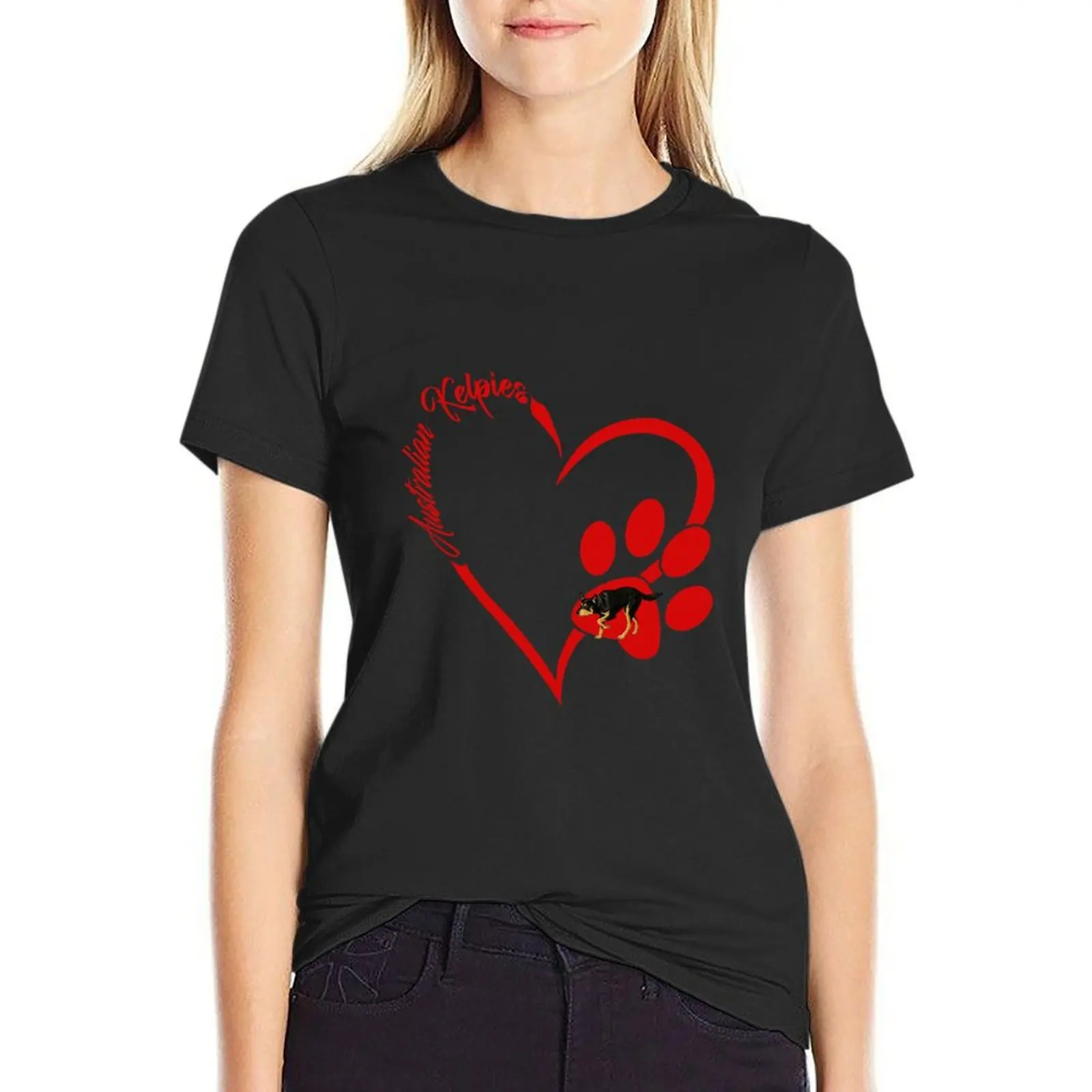 

Love Australian Kelpies - Red T-Shirt animal prinfor Aesthetic clothing sports fans funny Womens clothing