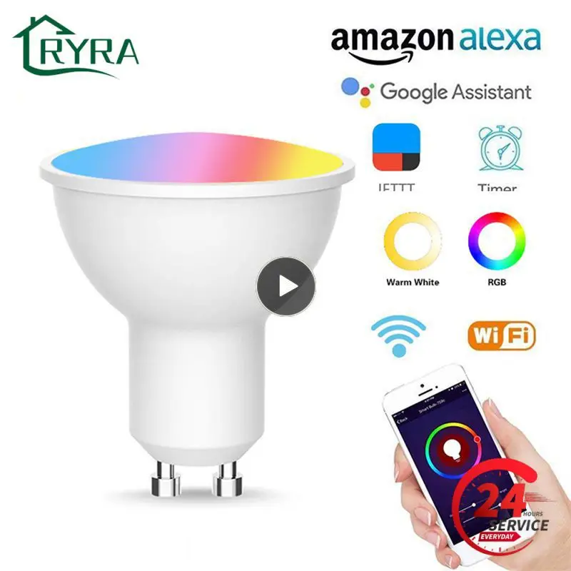 

Tuya Gu10 Spotlight Wifi Smart Light Bulb For Alexa Home 5w RGB CW Wifi Smart Home Household APP Control Lighting Bulb