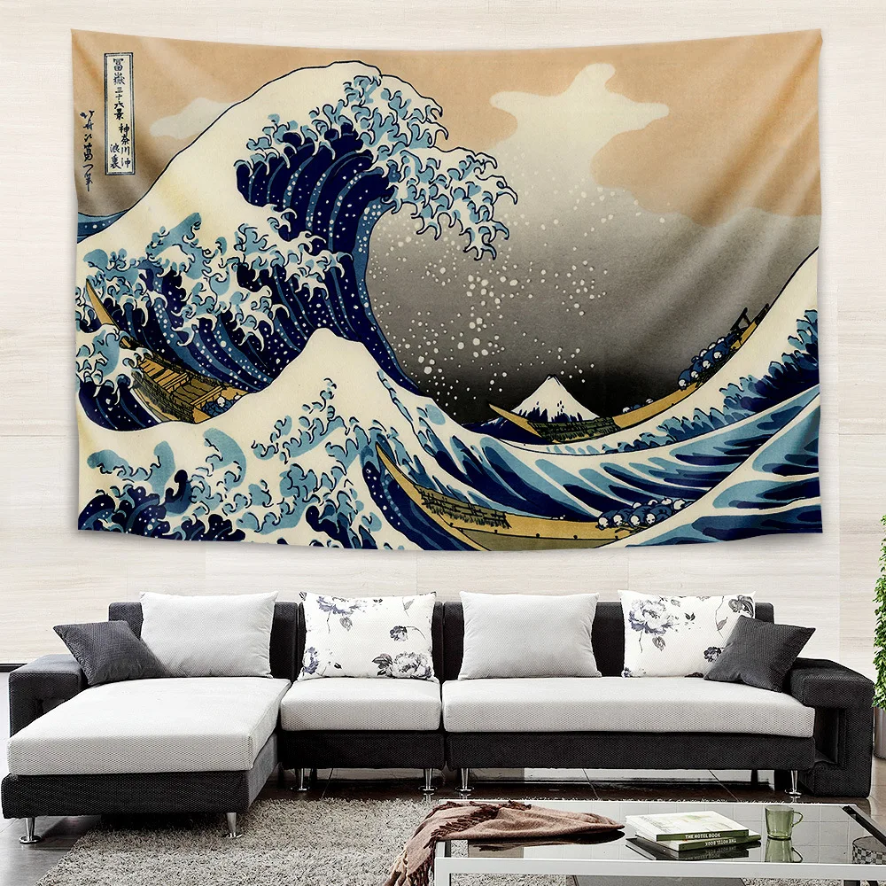 

Mount Fuji, Japan Tapestry Art Printing Tapestry The Great Wave Of Kanagawa Wall Hanging Decoration Household Japanese Tapestry