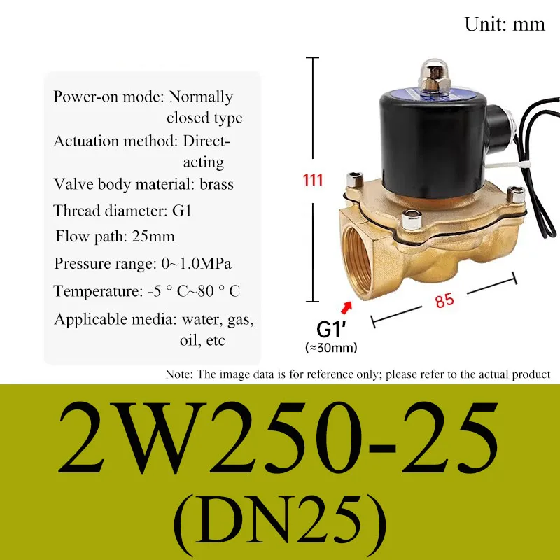 Elektrische magneetklep 1/4" 3/8" 1/2" 3/4" 1" DN8/10/15/20/25/50 Normaal Gesloten Pneumatisch voor Water Olie Lucht 12V 24V 110V 220V