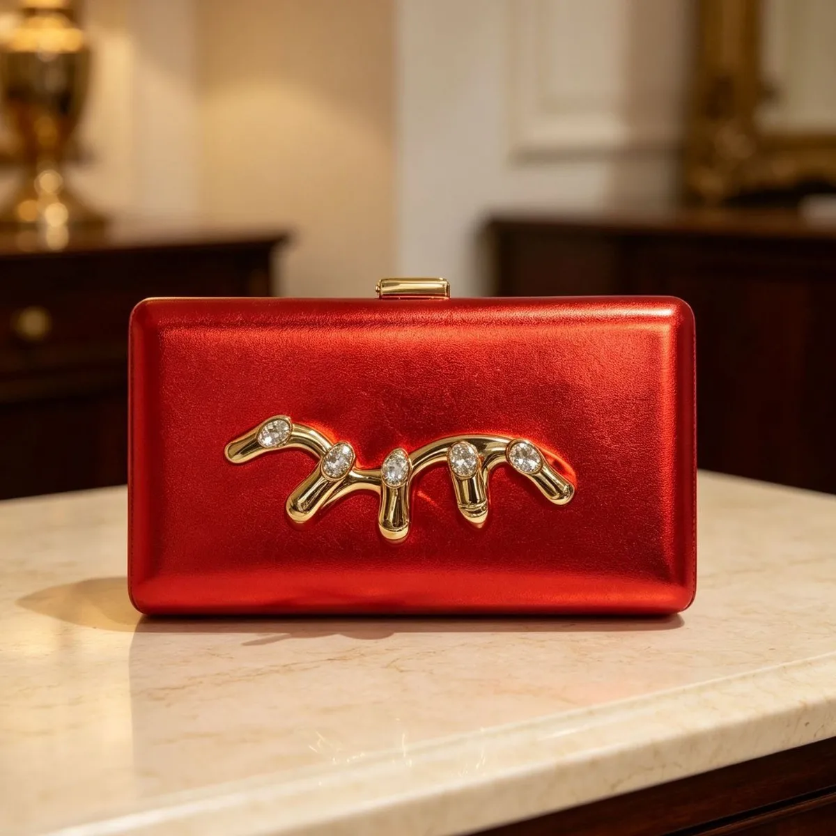 Technology bright liquid square box dinner bag special-shaped metal translucent rhinestone cold future wind banquet bag
