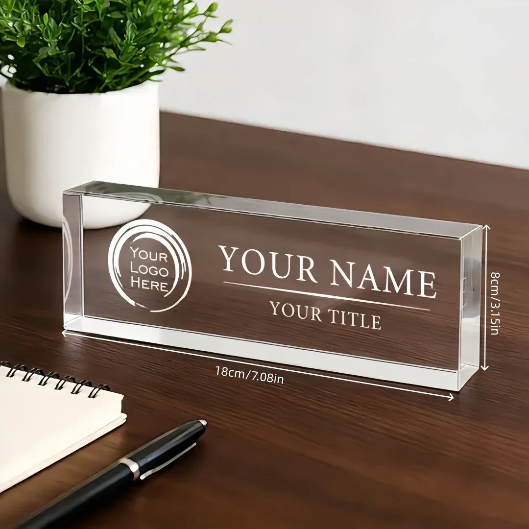 2D Flat Personalized Acrylic Desk Nameplate Pink Roses Pastel Floral Design Office Desk Decor (Only Decoration)