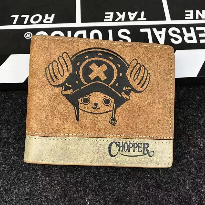 Anime One Piece Short Embossed Purse Pu Cartoon Men\'s Short Wallet Tony Chopper Monkey Luffy Figure Bags Kids Kawaii Purse Gifts