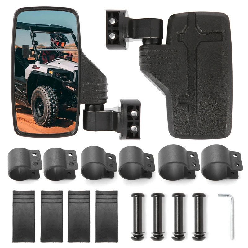 Off-road Vehicle Modified Wide-angle Rearview Mirror Side Reversing Mirror 1.5-2'' UTV ATV Side Mirror Go Kart All-terrain