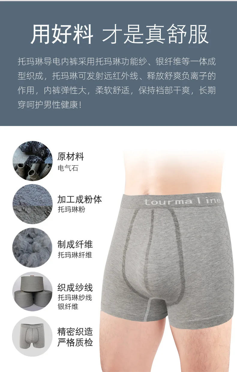 Men's Bamboo Charcoal Boxer Functional Panties Seamless Integrated Silver Fiber Conductive Lighting Middle-aged and Elderly