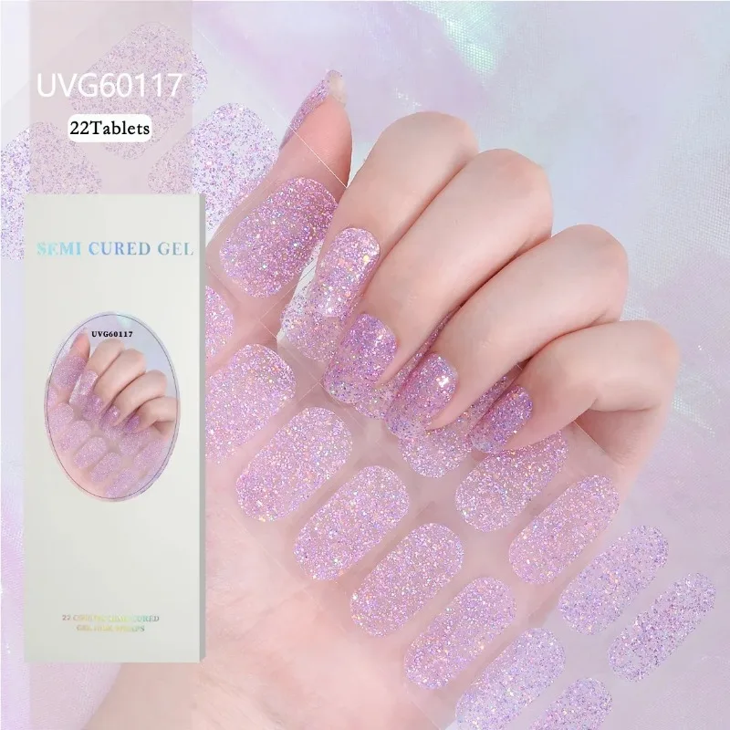 Fashion Charm Nail DIY Stickers UV Semi-Cured Gel Nail Wraps Gel Nail Polish Film Stickers Manicure Art For Nails Extension