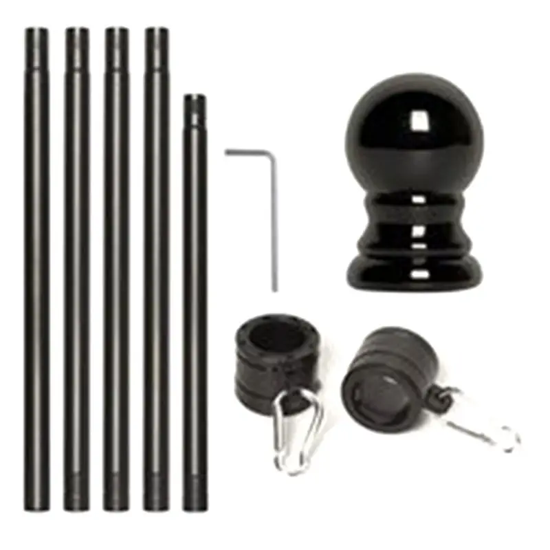 AT05-5FT Black Flag Pole Weather Resistant Rustproof Flagpole Suitable For 3X5 Sports Fan Outdoor Flags